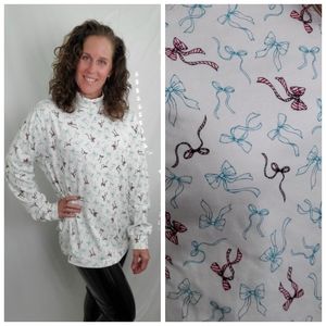 Lands End candy cane holiday mockneck top